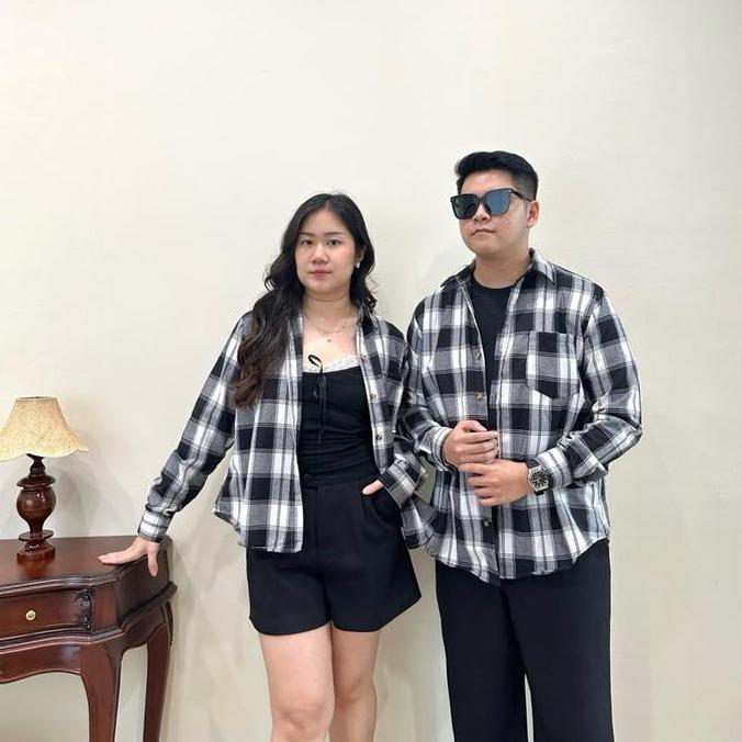 AVE - HARLEY Top Square Shirt Long Sleeve | Atasan Kemeja Couple Kotak-Kotak Lengan Panjang