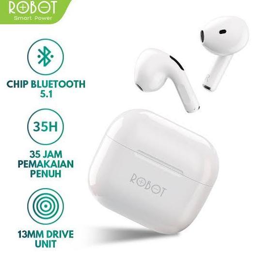 Promo Robot Wireless Earphone Airbuds T50 Original TWS Bluetoot Diskon