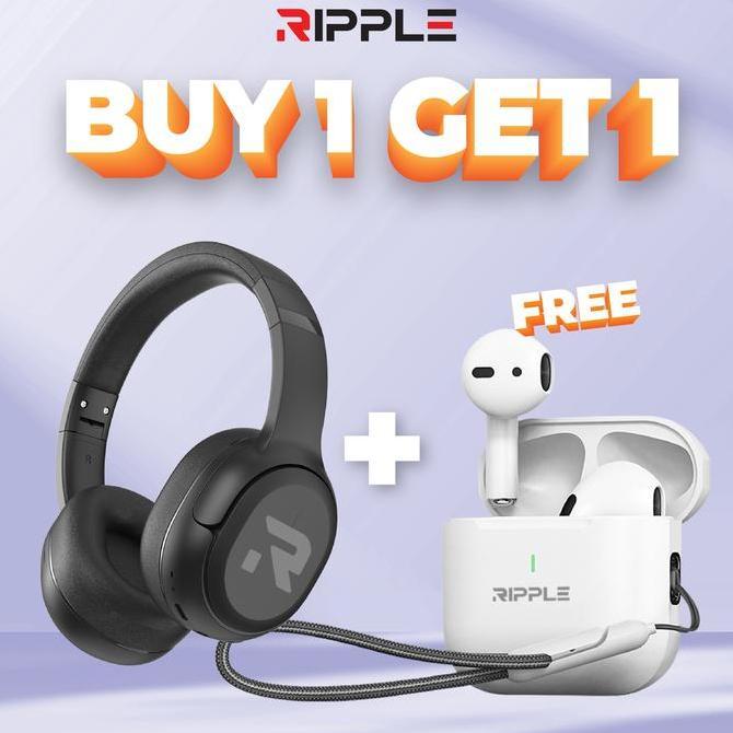 Promo Super Promo Bundle RIPPLE Rippods Headphone RHB A005 + Prime White TWS Bluetooth Diskon