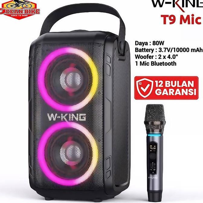 Terlaris Speaker Portable Wireless W-King T9 + Mic Speker Bluetooth Karaoke