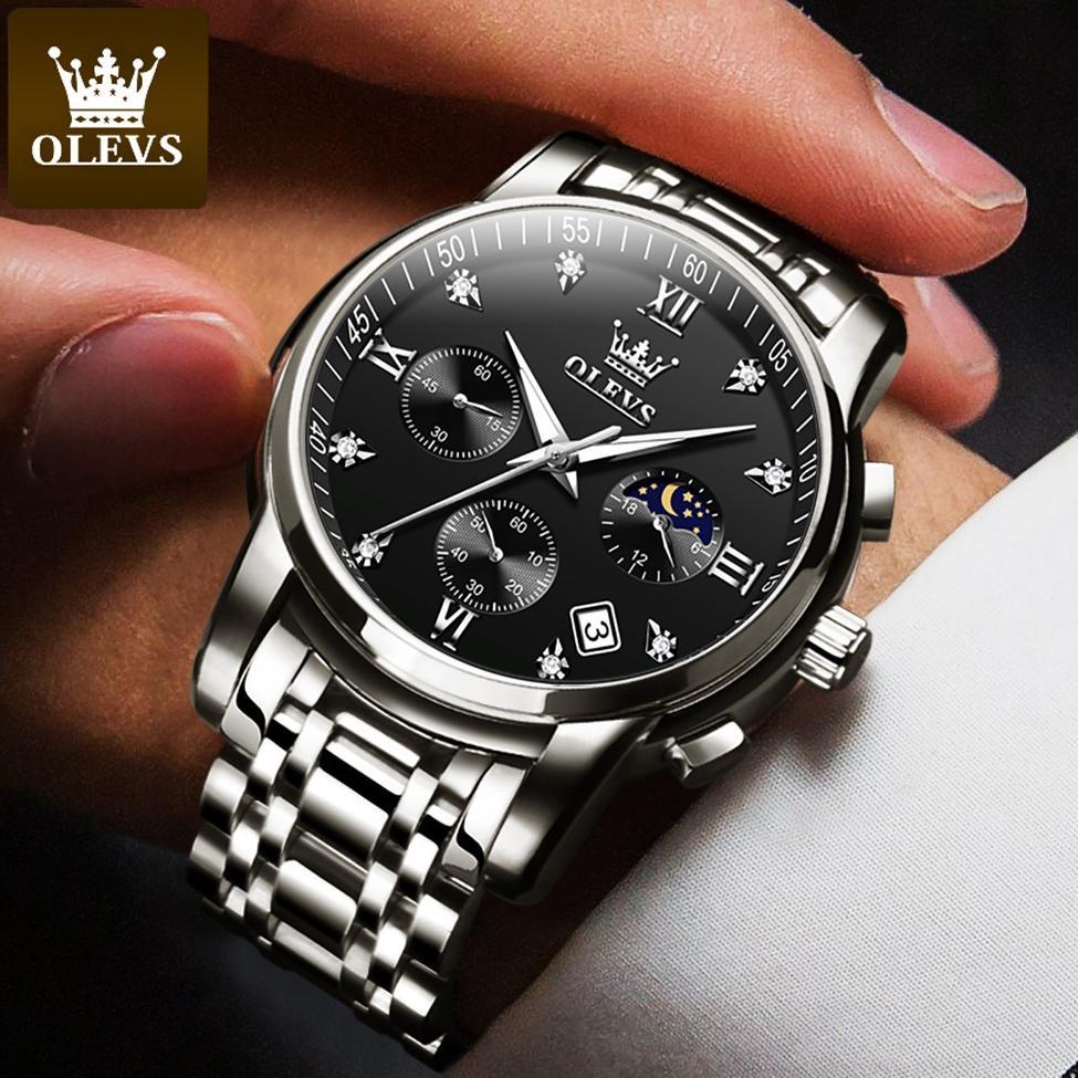 Promo Terbaru Olevs Jam Tangan Pria Anti Air Original Stainless Steel Chrono Aktif Cowok Luminous Ka