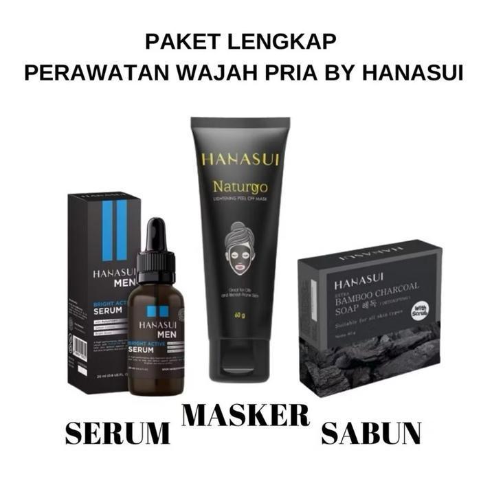 Hanasui Men Paket Perawatan Wajah & Kulit Pria | Hanasui Naturgo Tube Masker + Hanasui Serum Men + H