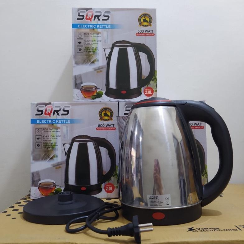 BIG SALE BEST DEALS SQRS TEKO LISTRIK 2 LITER FULL STAINLESS STEEL PEMANAS AIR ELECTRIC KETTLE KETEL