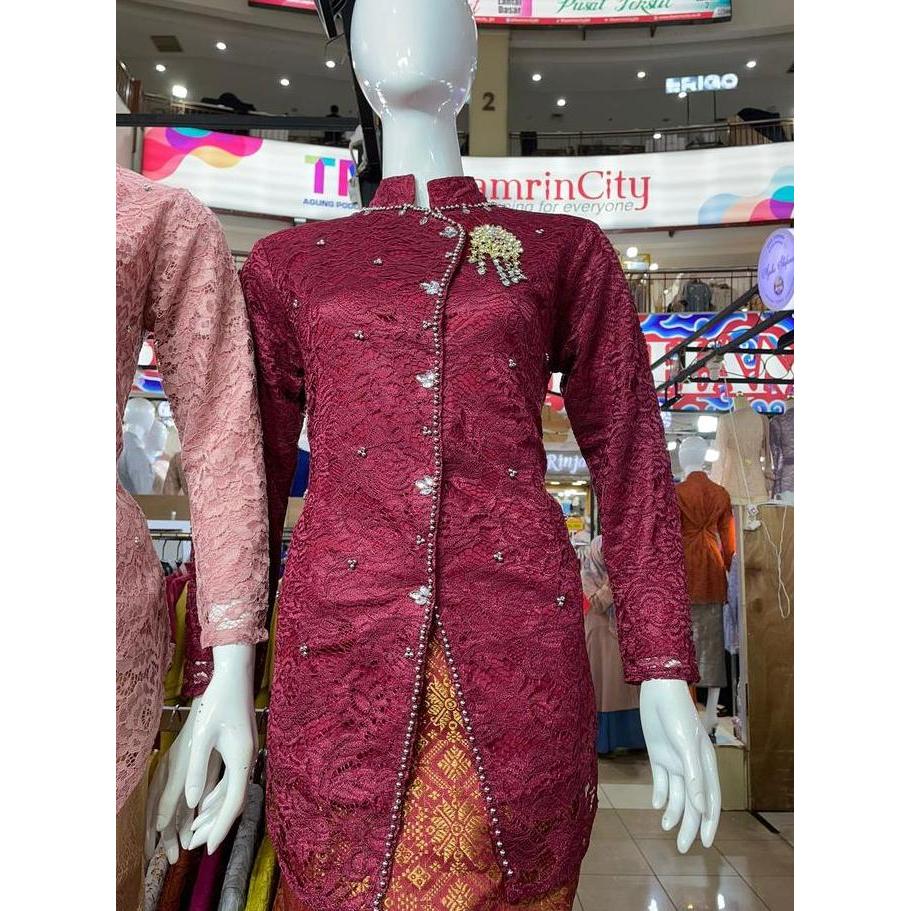 KEBAYA BROKAT MODEL JENG YAH KEBAYA JANGGAN PAYET UKURAN M L XL XXL Dress Kain Mewah Kondangan Tulle
