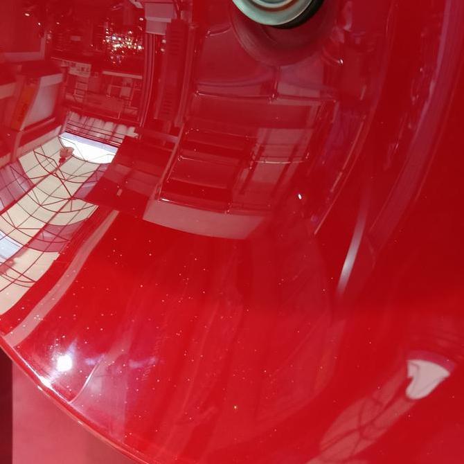 wastafel kaca tempered glass merah bulat