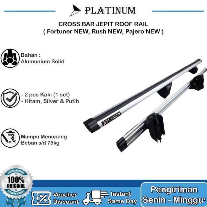 Cross Bar Pajero 2016 - 2018 Kaki Jepit Roof Rail Pajero Dakar Silver Baru
