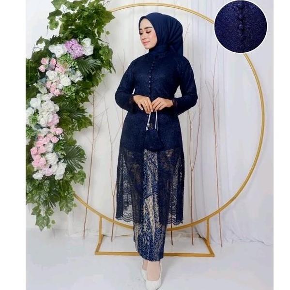 Kebaya Tunik Brokat Modern Atasan Kebaya Kurung Kancing Seribu Model Busui Baju Kondangan Dan Wisuda