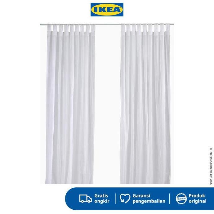 IKEA MATILDA Gorden Tipis 1 Pasang Dengan Tab Atas / Putih 140x250cm Katun