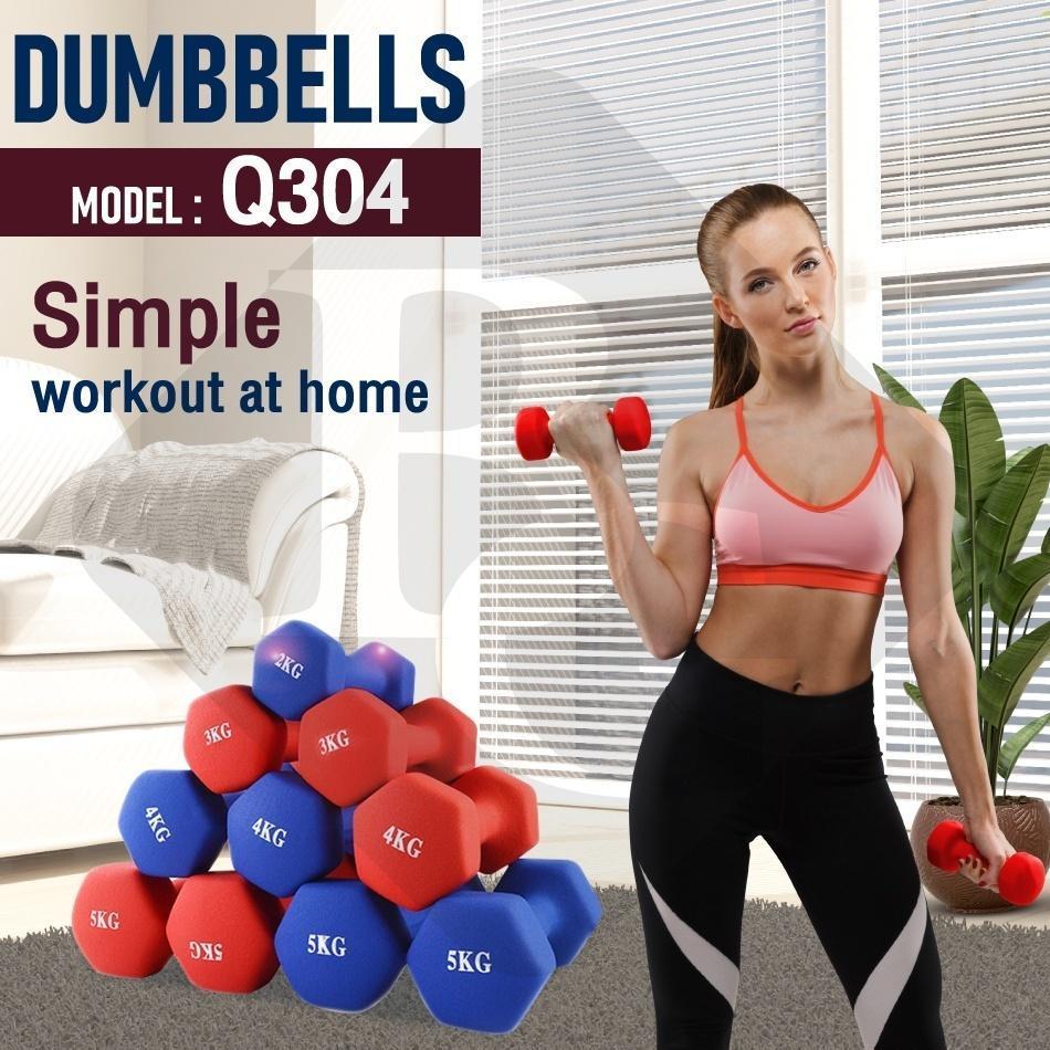 Dumbell Neoprene Biru 1Kg 2Kg 3Kg 4Kg 5Kg Alat Fitness Gym Barbel Mini Besi Q304