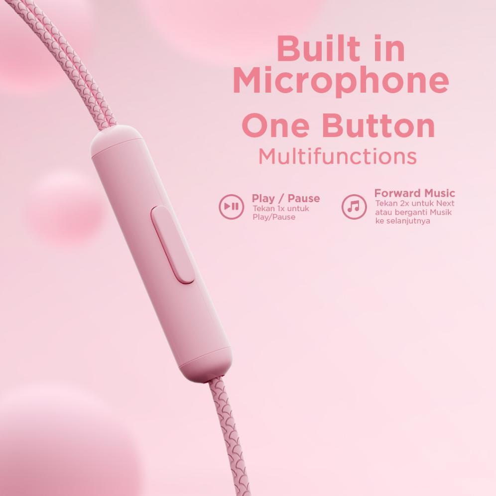 HOT PRODUCT BIG PROMO Inbox Foundy Kabel Headset Bass With Mic Earphone Gaming Pink Series Samsung