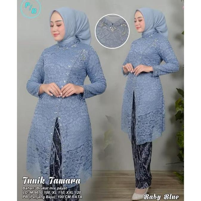 .. Set Tunik Brokat Payet JANGGAN Plus Free Bonus Hijab Gratis By ; Citra Kebaya - Tunik TAMARA Keba