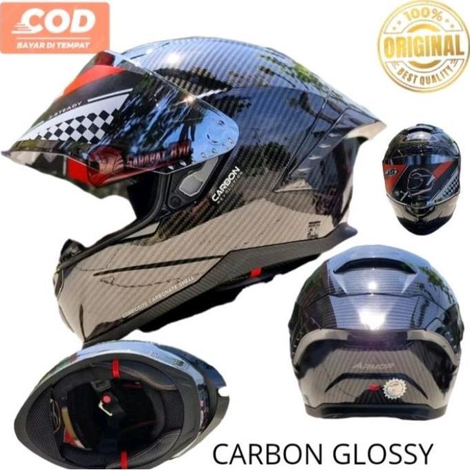 HELM FULL FACE JS ARMOR Z CARBON MOTIF CARBON ORIGINAL PAKET GANTENG | HELM JS ARMOR Z CARBON FULL F