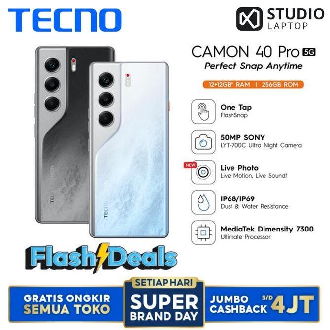 Terlaris Tecno Camon 40 Pro 5G - 12+12Gb*/256Gb, Mediatek D7300 Ultimate, 6.78 Fhd+144Hz 3D Curved A