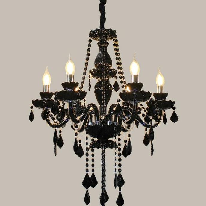 Terlaris Lampu Hias Gantung Kristal Lilin Hitam 2020-6