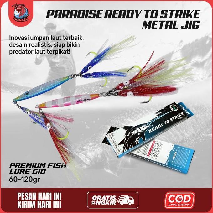 Paradise Ready To Strike Metal Jig Cumi Premium Fish Lure GID 60-120gr - Jigging Laut Glow In The Da