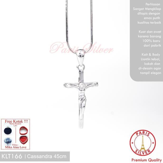 Promo Kalung Salib Yesus Perak Asli Silver 925 Lapis Emas Putih Corpus Jesus Kristus Pria Wanita Ori