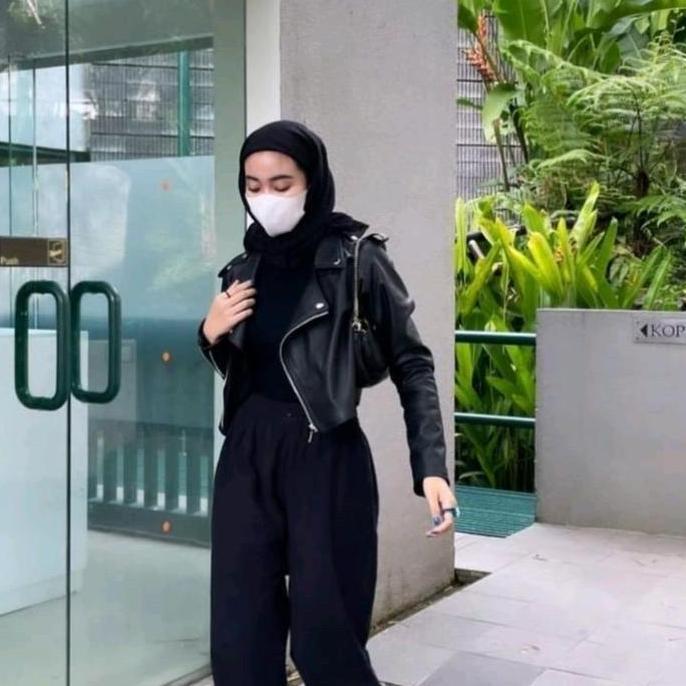 Yash - Jaket Kulit Crop Blazer Premium Hijb Terlaris Ootd  Mamba Wanita Realpict keren leather lembu