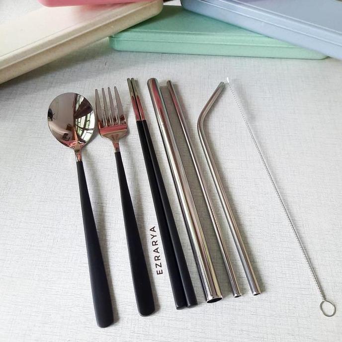 EZRARYA Sendok Garpu Sumpit Korea Set 8 in 1