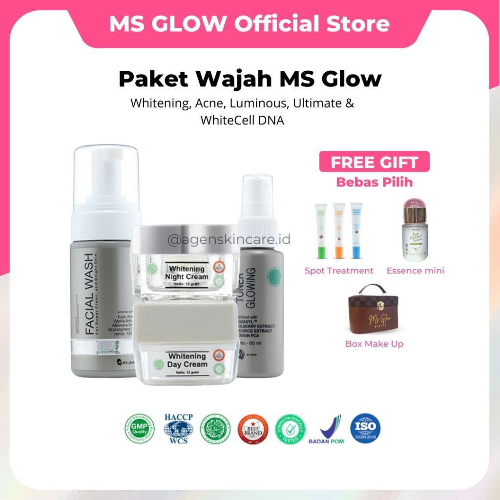 Ms Glow Official Store Whitening Acne Ultimate Luminous Dna Oily 1 Paket Ori 100% Lengkap Bpom