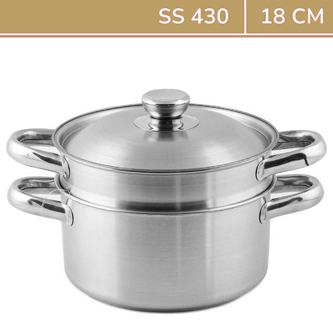 HARGA DISC - Panci Kukus Kecil BIMA Stainless Steel Kukusan 2 Susun 18 CM Panci Steamer Morganware