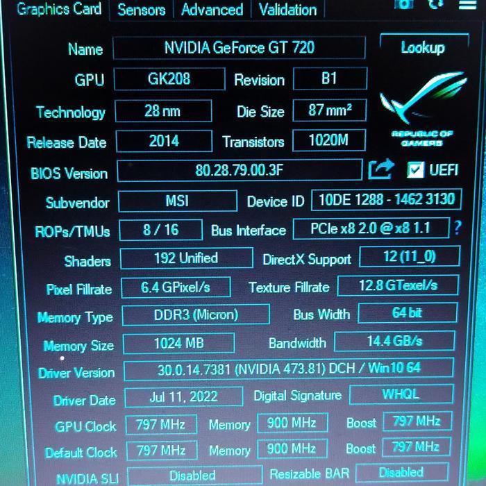 Vga Gt 720 1Gb Ddr3 Dx11 Kondisi Baru Distributor Singapore Original Dan Terpercaya