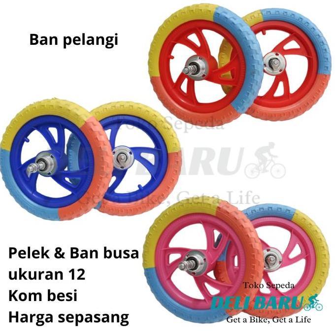 Ban buta Ban busa Ban mati velg 12 inch komp besi sepeda anak