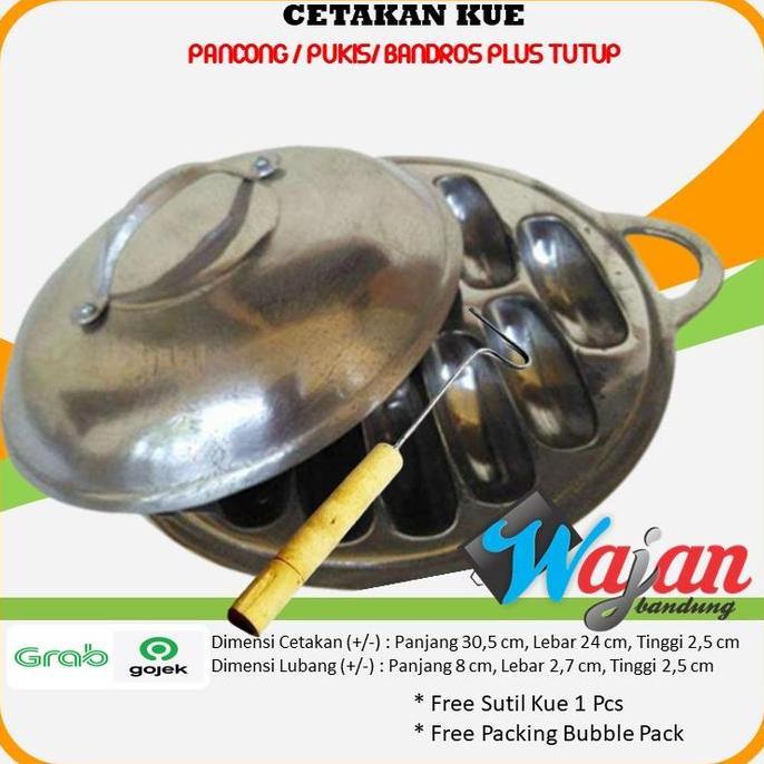 HARGA DISC - Cetakan Kue Pukis Bandros Pancong 12 LUBANG Bulat Plus TUTUP