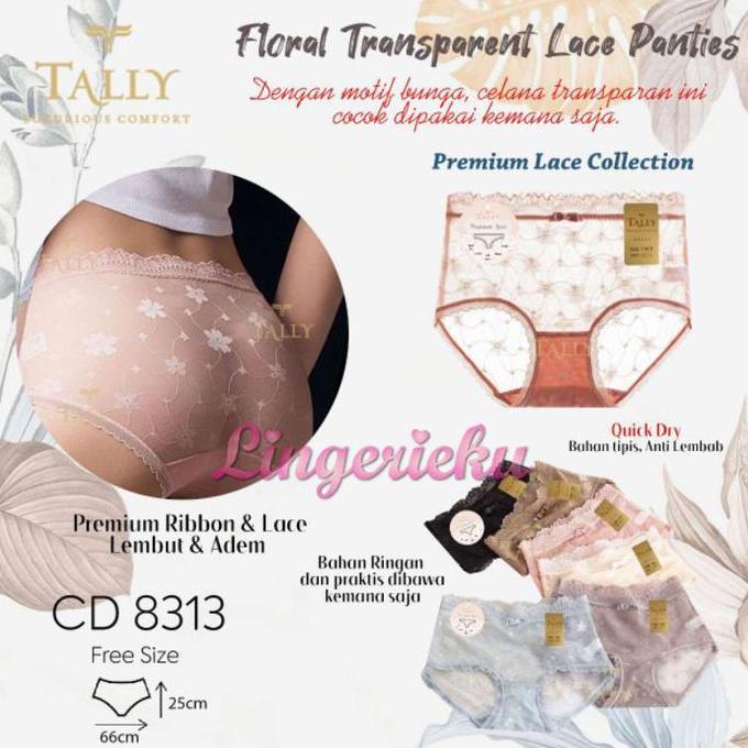 Murah Tally 8313 Celana Dalam Wanita Seksi Transparan Tembus Pandang Muat L Sampai XL Non COD