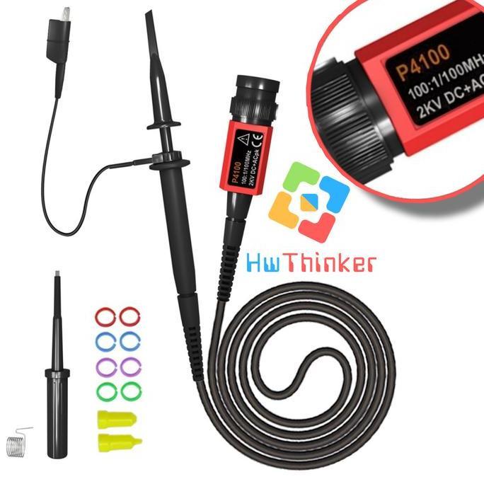 P4100 100X High Voltage 2KV Oscilloscope Clip Probe 100MHz Bandwidth