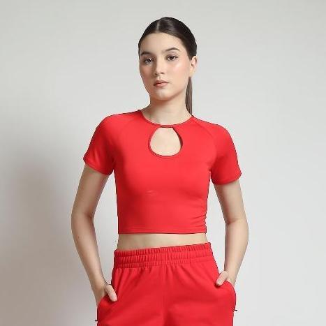 Viral  Corenation Lyla Short Sleeve Crop Top - With Built-In Shelf Bra Atasan Wanita