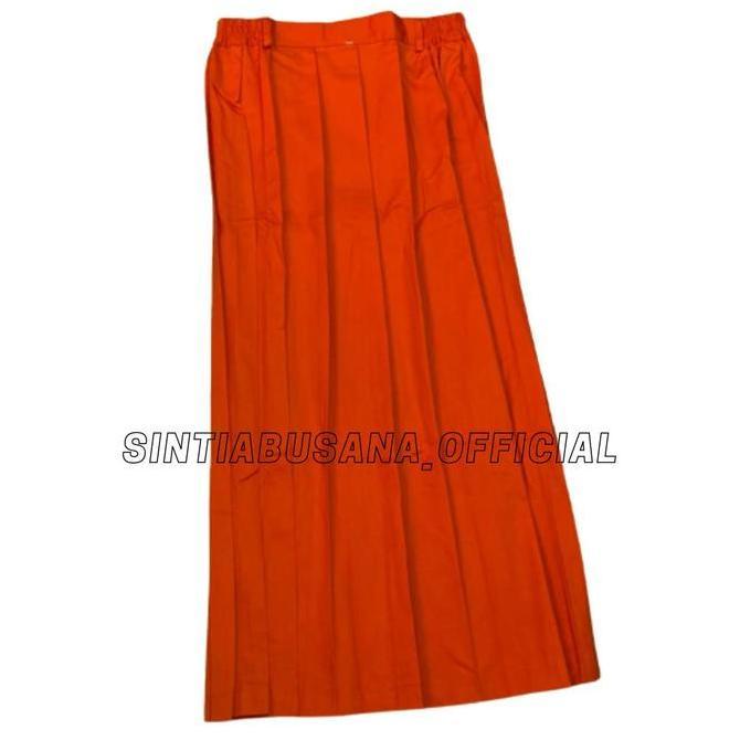 New- SERAGAM SEKOLAH ORANGE ROK PLISKET REMPEL PANJANG