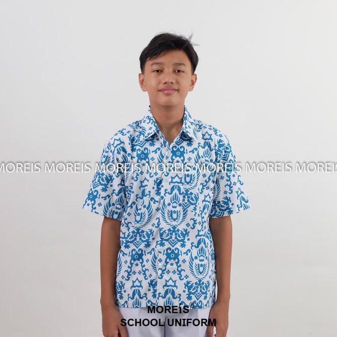 New- Seragam Batik Garuda Pendek Biru SD/MI/TK/PAUD