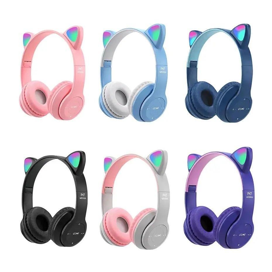 new headphone headset wireless bluetooth p47 m - cat ear mz 47