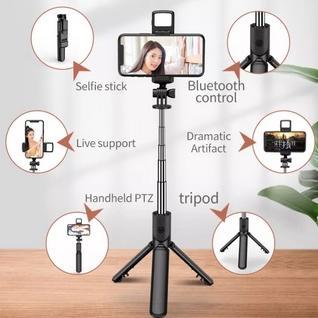 Sale Tripod Tongsis Bluetooth Remote Selfie Stick Led Flash Tripod Hp Portable Rotatable Expandable