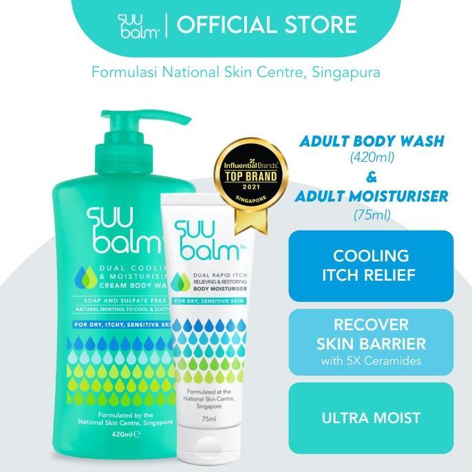 DelOnA- Adult Body Care Pack - Suu Balm Dual Cooling & Moisturising Cream Body Wash (420ml) & Suu Ba