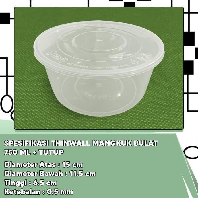 New- Thinwall Bulat 750 ml Mangkok - Roundbowl 750ml - Mangkok Bulat 750ml