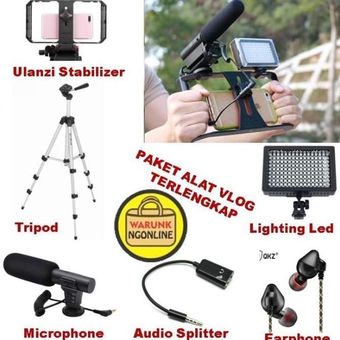 WODRUFT PAKET Alat VLOG HP - YOUTUBER - STABILIZER - MIC - LED- TRIPOD