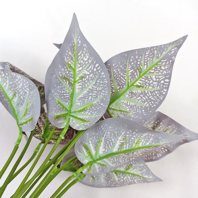 Lansunggaskirim- Unico Pot Bunga Daun Keladi Tanaman Hias Daun Talas Motif Daun Kering Plastik Dekor