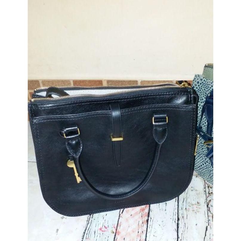 Fossil Ryder Black Satchel Bag