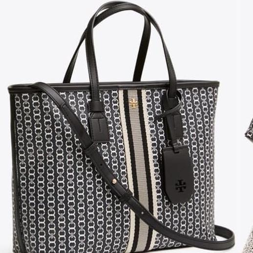 Tory Burch Gemini Link Small Black Canvas