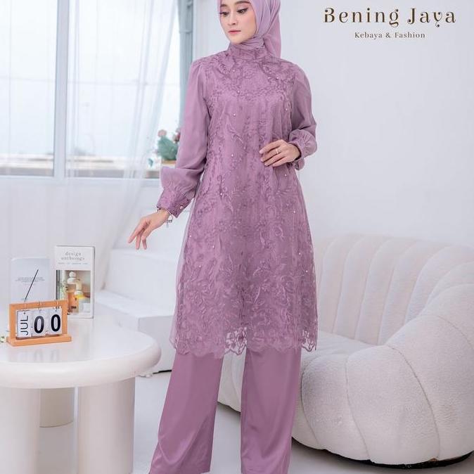 Setelan celana kondangan organza tile Armany silk