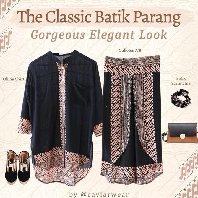 ONE SET KEMEJA BATIK WANITA FORMAL KERJA SETELAN BAWAHAN BATIK MODERN OLIVIA SHIRT OFFICE CELANA BAT