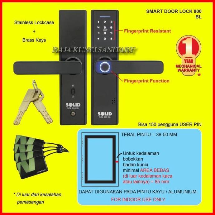 SOLID Smart Door Lock SDL 900 BL/Smart Lock Solid/Kunci Digital Solid
