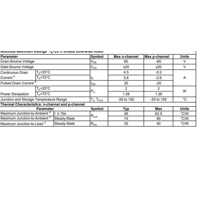New- AO4612 60V N-Channel & P-Channel Mosfet 4612 SOIC-8 Alpha Omega Origin