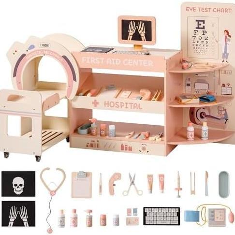 ROBUD Wooden Kids Doctor Kit, Kid Doctor Play Set, Pretend Play Doctor Toys, Medical Center BEST SEL