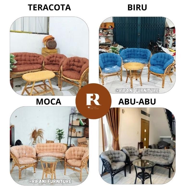 WAJIB PUNYA` NEW ARRIVAL FLASH SALE HOT PROMO 11.11 SET KURSI RUANG TAMU BAHAMA GRATIS BANTAL ROTAN 