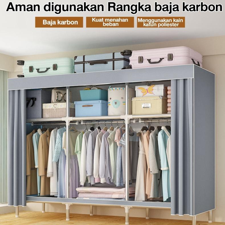 VALUE PACK` HEMAT BEST SELLER READY STOCK Lemari Pakaian Kain Dengan Pipa Baja Tebal Lemari Pakaian 