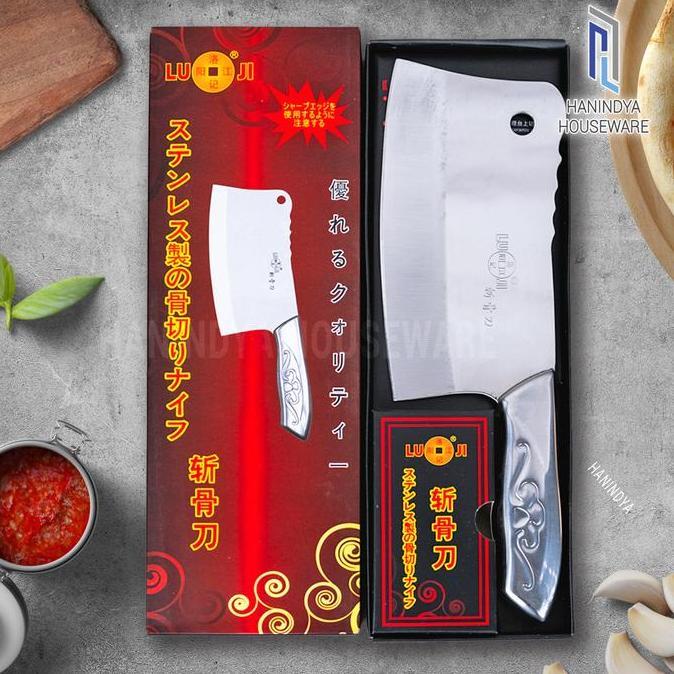 Kithch- Pisau Stainless Steel Luji B018 Pisau Daging Cleaver Chinese Chef Knife
