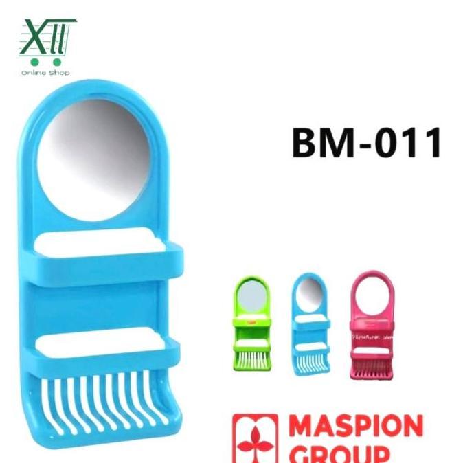 MASPION BM~011 UNiVERSAL ROUND MiRROR & BATH HOLDER Cermin Kaca BULAT + Rak Peralatan Mandi