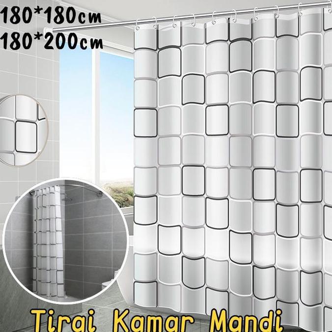 Vinnatsu 180/200cm 3D Tirai Kamar Mandi Anti Air Bahan PEVA Anti Jamur Tirai Kamar Mandi Bahan Tebal